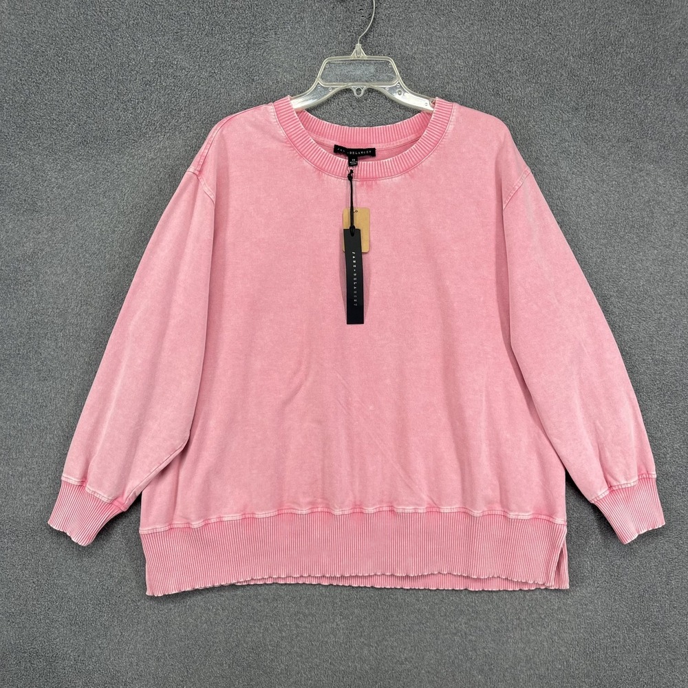 Jane and Delancey Top Womens 2X‎ Pink Garment Dye Boho Knit Tunic sweater